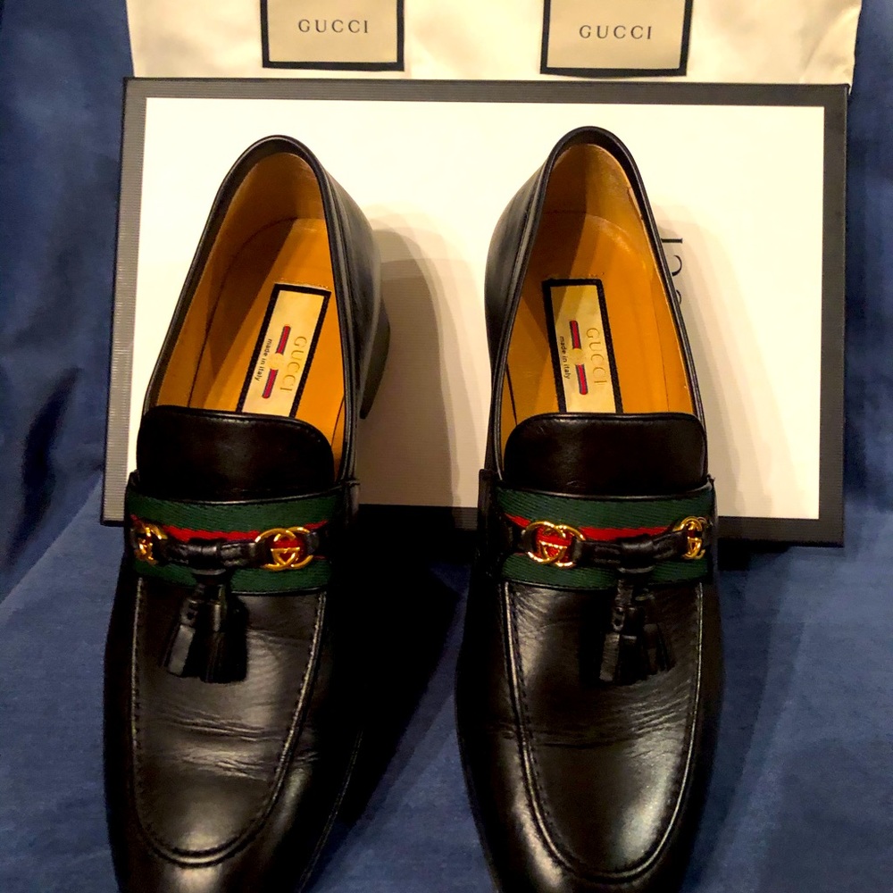 Gucci black tassel loafers